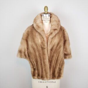 Vintage Warm Coffee Color Mink Stole Fur   * Bridal Mink Cape Capelet